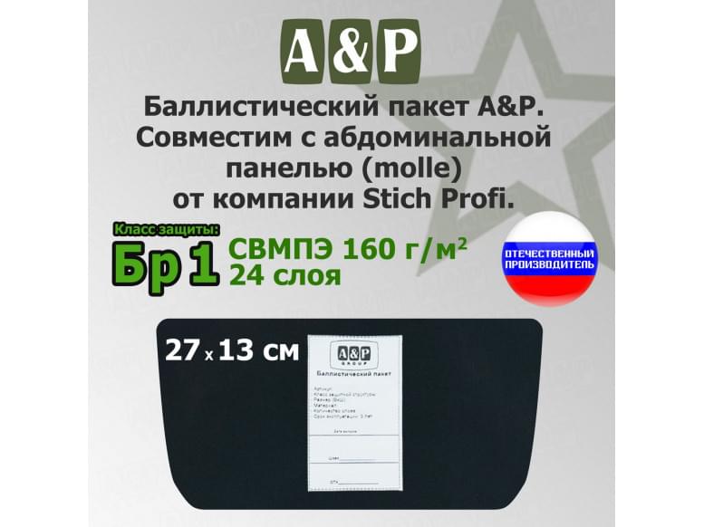 Баллистический пакет в абдоминальную панель (MOLLE) от Stich Profi. Класс защитной структуры Бр 1.