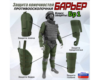 Комплект противоосколочной защиты "Барьер". Класс защиты Бр 1. Цвет: хаки.