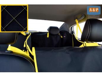 Автогамак Rich Dog (Рич Дог). На 2/3 сиденья. Цвет: черный с желтой прострочкой.