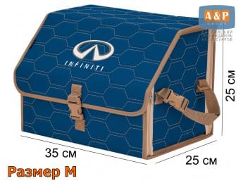 Органайзер-саквояж "Союз" в багажник Infiniti (Инфинити), размер M. Цвет: синий с бежевой прострочкой Соты.